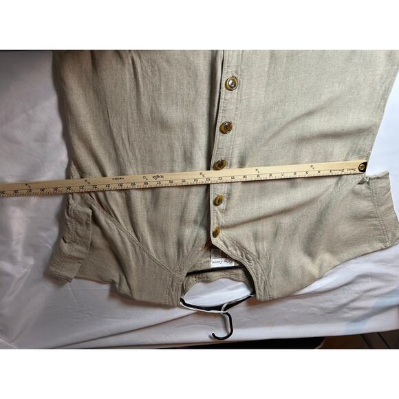 Betsy Lauren VTG Linen Rayon Tan button up Knee Length Dress Women Size 18 - Picture 6 of 10